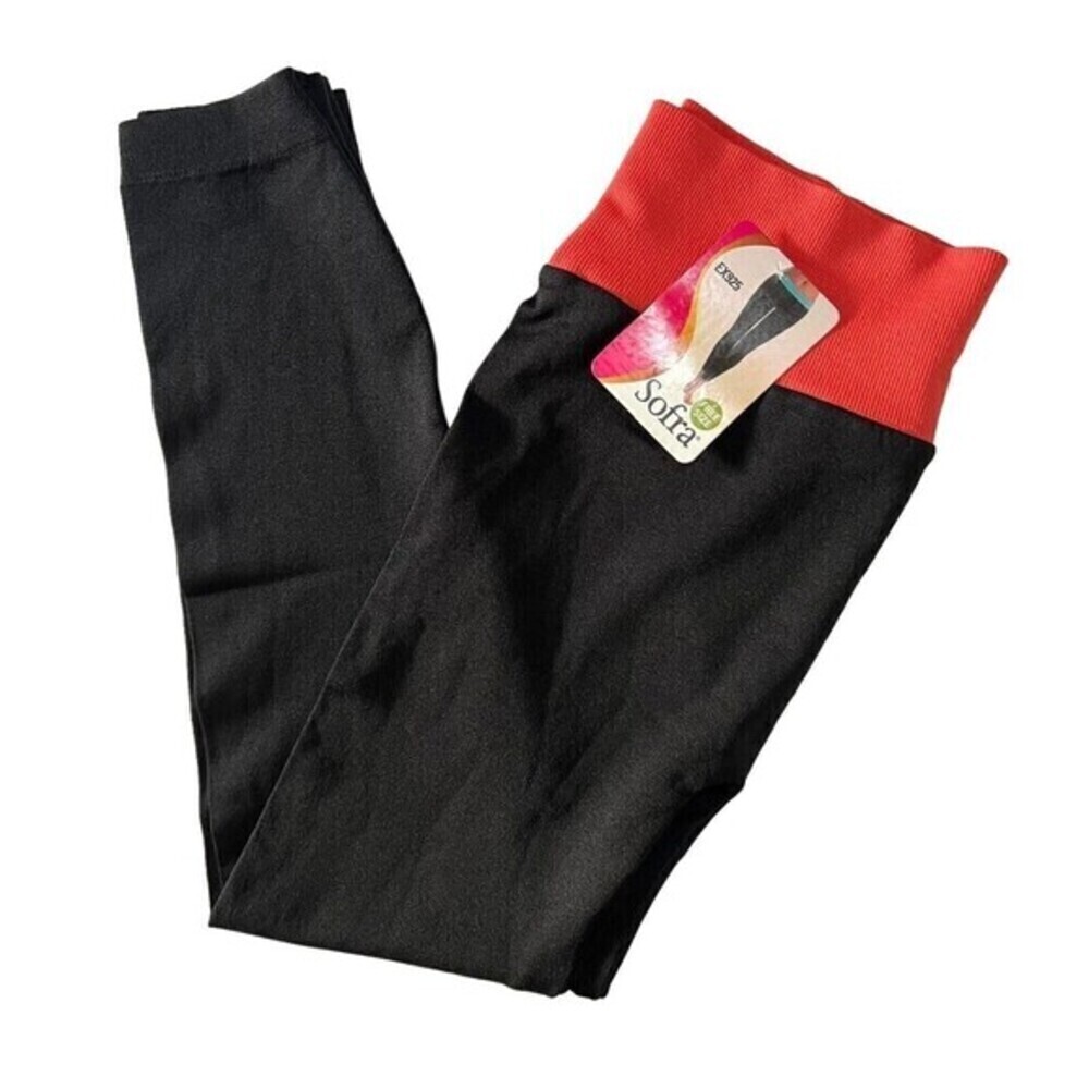 Sofra Leggings - Ladies Stretch Capri Leggings One Size EX925 Coral / Black